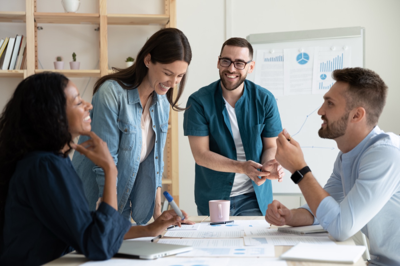 A team collaborating around a table