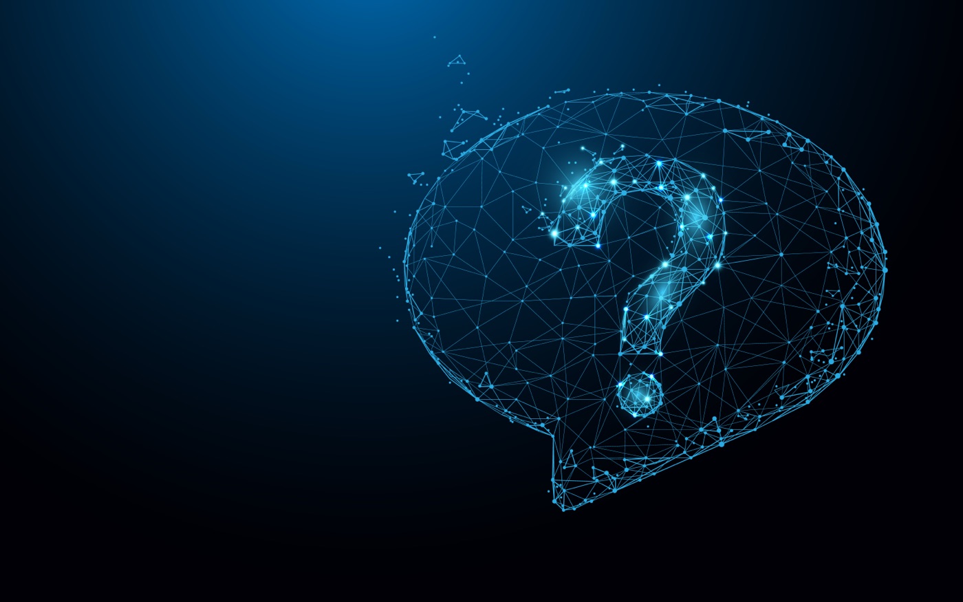 A glowing question mark icon